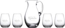 Marquis by Waterford Personalized Moments Pitcher Set, Includes Custom Engraved 50oz Crystal Pitcher with Four Stemless Wine Glasses for Sangria, Iced Tea, Lemonade, Water and More