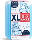 Cool Coolers by Fit & Fresh 4 Pack XL Slim Ice Packs, Quick Freeze Space Saving Reusable Ice Packs for Lunch Boxes or Coolers, Blue, 239ICE, 4 count (Pack of 1)