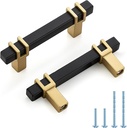 2-1/2 inch Cabinet Handles, 10 Pack Kitchen Cabinet Handles Matte Black and Gold Drawer Pulls Zinc Alloy Square Bar Kitchen Pulls