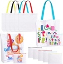 10 Pcs Sublimation Tote Bags Bulk, 5 Sublimation Blanks Canvas Tote Bags & 5 Cosmetic Makeup Bags, Reusable Colorful Widen Grocery Canvas Shopping Bag For DIY, New Year, Valentine's Day Gift