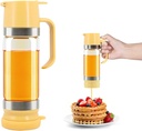 Glass Honey Dispenser No-Drip with Handle – 12 oz Maple Syrup Jar Dispenser for Coffee, Pancakes & Waffles – Elegant Glass Syrup Container for Easy Pouring – Honey Jar for Kitchen & Breakfast Table