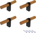 Mcredy Kitchen Cabinet Handles 4 Pcs Black Wooden Cabinet Drawers Pulls Knobs for Wardrobe Dresser Closet, 2.87" Length