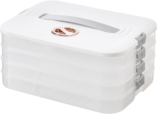 [BRSRMFIRCUOQ2YLJ] 4-Layer Food Storage Containers with Lids Dumpling Storage Box,Good Sealing,Stackable Food Containers