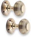 Infinity Decor Vintage Style Beehive Mortice Door Knobs Set Round Aged Brass 55mm Pull Handles Pair - Ideal for Interior and Exterior Use