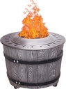 Afterglow Smokeless Fire Pit, 20.5" Round Wood Burning Stainless Steel Top and TerraFab Material Base,Firepit with Weather Cover Perfect for Outdoor Patio Garden, Wood Grain Gray