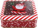 Luxshiny Christmas Cookie Tin, Tinplate Candy Box, Santa Claus Design, Square Cookie Storage Box with Lid, Xmas Party Favor for Candy, Chocolate, Biscuits, Snacks, 6.09X6.09X2.16in