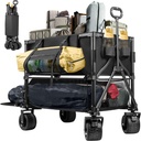 Double Decker Wagon 600lb Capacity & 400L Collapsible Sports Wagon with Big Wheels 54" Extended Utility Folding Cart for Camping Fishing & Outdoor Use