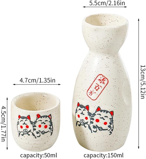 [BRSRAEI2DJ5GC3YY] 5PCS Hand Painted Japanese Sake Ceramic Set with White and Pink Flowers, Collection