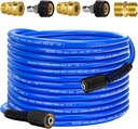 Pressure Power Washer Hose 50 FT x 1/4", Super Flexible Kink Resistant Car Washer Replacement with M22 Fittings & 3/8" Quick Connect Adapters for Ryobi Troy Bilt Flexzilla Greenworks & More, 4200PSI