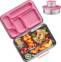 Stainless Steel Bento Box Kids, Kids Metal Bento Lunch Box BPA Free Lunch Box Containers 304 Stainless Steel Bento Box for School and Office(Pink)