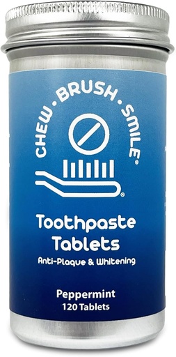 [BRSW2AADBZ5RM2AY] Chew Brush Smile Toothpaste Tablets 120 Count, Peppermint