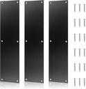 3Pcs Push Door Plate 15x3.5" Stainless Steel Door Push Plate Door Kick Plate,Brushed Doorplate Door Proection Metal Plate with 12 Screws for Door Interior Exterior Accessories(Black)