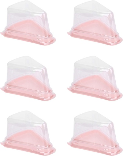 [BRSROBQYOYHRSADD] 100Pcs Cake Slice Box Dessert Packaging Containers Plastic Dessert Storage Boxes Triangular Cake Box with Lid for Dessert Pastry Cookie Flan Pie(Pink)