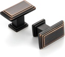 10 Pack 1-1/2 Inch Oil Rubbed Bronze Cabinet Knobs Brushed Bronze Drawer Knobs Rectangular Bronze Cabinet Pulls, ZK2206 Kitchen Hardware for Cabinets Drawers Bedroom Dresser Cupboard Bathroom