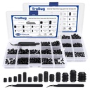 1305PCS Metric + SAE Set Screw Assortment Kit, Internal Hex Drive Headless Set Screw Assortment Kit with 10 Hex Wrenches, M3 to M8 and 1/8-40 to 5/16-18 (Black Alloy Steel)