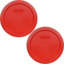 Pyrex 7201-PC 4-Cup Poppy Red Food Storage Replacement Lid (2-Pack) - Made in USA