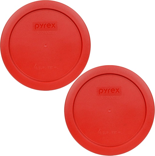 [BRSRMCT6OUAQGYL2] Pyrex 7201-PC 4-Cup Poppy Red Food Storage Replacement Lid (2-Pack) - Made in USA