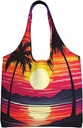 Palm Tree Sunset Design Canvas Tote Bag Reusable Grocery Bags Shopping Bags Large Canvas Bags with Handles