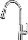 Tohlar Brushed Nickel Kitchen Faucet, Sink Faucet with Pull Down Sprayer, Single Handle Bar Faucet for 1 or 3 Hole