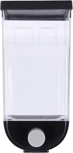 [BRSREGANDF7RUHLU] Square Dry Food Dispenser Wall Mounted Grain Storage Container Laundry Bead Cereal Dispenser for Kitchen Black ABS Large Capacity Transparent Press Button Design (1.5l)