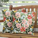 Pyonic Outdoor Pillows Covers Pack of 2 Spring Floral Waterproof Throw Pillow Covers 18X18 inch Outdoor Pillows for Patio Furniture Garden Square Outside Waterproof Pillow