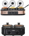 Sunvivi Triple Slow Cooker Buffet Server, Black, Stainless Steel & Glass, 9 Settings, 1.5KW, Touch Control, Food Warmer, Dual & Triple Crocks, Adjustable Temp, Non-Slip Feet
