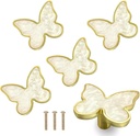 6 pcs Butterfly Shape Knobs Handle Gold Cabinet Knobs Decoration Door Handle Single Hole Handles Cabinet Drawer Dresser Kitchen Wardrobe Furniture Hardware Pulls (White)