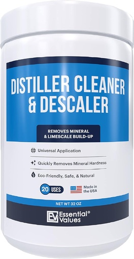 [BRSWGFAZCQIGKGTL] Essential Values Distiller Cleaner Descaler - 2 LBS Water Distiller Cleaner - Citric Acid for Cleaning Powder for Distilling Machines, Kettles - Remove Limescale & Mineral Buildup