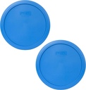 Pyrex 7402-PC 6/7 Cup Marine Blue Round Plastic Food Storage Lid, Made in USA - 2 Pack