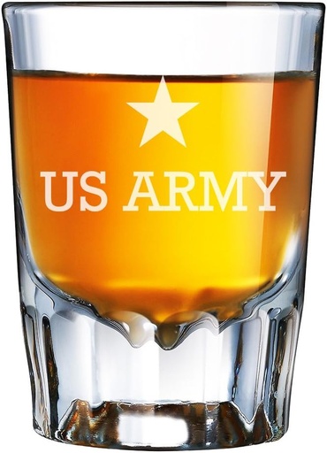 [BRSWECQYBFYAO235] Star US Army Engraved Barcraft Fluted Shot Glass