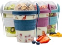 4 Pcs Yogurt Parfait Cups Breakfast On The Go Reusable Plastic Containers With Lids And Spoons Take And Go Yogurt Cup With Topping Cereal Or Oatmeal Leak-proof Colorful Bowls