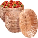 24 Pack Plastic Oval Basket Small Fruit Bread Basket Food Storage Basket Bin for Easter Gifts Empty Home Kitchen Restaurant Food Serving Storage Display Decor(Light Brown)