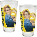Smithsonian Rosie The Riveter 2 Piece 16 Oz. Glass Set, 3.5 x 3.5 x 5.75 Inches H, Multicolored (61212)
