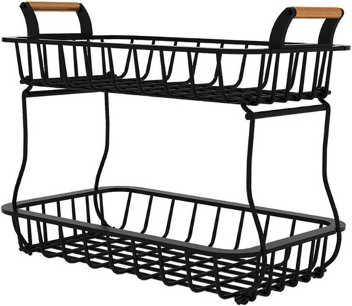 [BRSRAGA6BYBRMG3P] PRETYZOOM Fruit Storage Basket Kitchen Vegetable Drain Rack Detachable Design Space-saving Black Suitable for Items