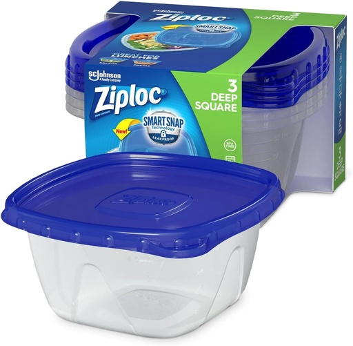 [BRSWGAQPCEFWGALB] Food Storage Container, 1.25 Qt, Deep Square, 3-Ct.