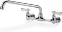 Commercial Wall Mount Sink Faucet W/ 8 Inch Centers & 12 Inch Swing Spout