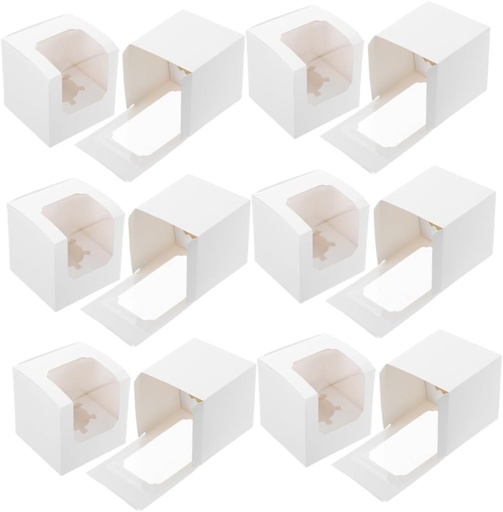 [BRSRE2QHBUIAMA3D] 40pcs Single Cupcake Display Boxes Clear Window Packaging Case Individual Dessert Containers Miniature Cake Portion Boxes for Wedding Party Bakery