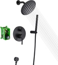 Black Shower Fixtures, Matte Black Shower Faucet Set, Black Shower System with Rain Shower and Handheld,sumerain