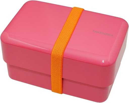 [BRSWYH36A4HWAFDG] TAKENAKA Bento Nibble Box, Eco-Friendly Lunch Box Made in Japan, BPA and Reed Free, 100% Recycle Plastic Bottle Use, Microwave and Dishwasher Safe, Bento Box (Raspberry Pink *Band: Orange)
