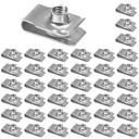 1/4"-20 U-Style Clip-On Nut, Stainless Steel Regular Extruded U-Nut, U-Type Fasteners, Pack of 40