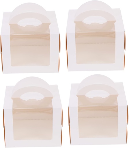 [BRSREEIEOQDWAE3V] GLEAVI 4Pcs Decorative Birthday Cake Boxes with Window White Cake Storage Cases for Desserts Multi Purpose Packing Boxes for Weddings Parties and Special Occasions