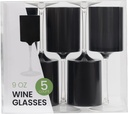 PLASTICPRO 10 Pack Plastic Wine Goblets 9 oz Two Tone Elegant Disposable Wine Glasses with Stem Reusable Hard Plastic Drinking Glasses for Parties Weddings, Black and Clear