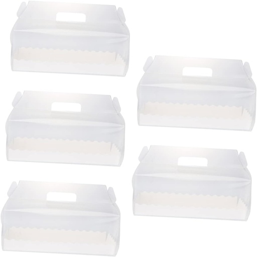 [BRSRAAQHPN4BECTU] TIDTALEO 5pcs Handheld Dessert Packaging Boxes for Roll Cake Toast Bread Transparent Pet Containers Base for Safe Practical Use for Candies Biscuits