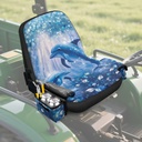 Tupalatus Blue Dolphin Lawn Tractor Seat Cover with Convenient Pockets Seat Cushion Covers for Tractor Excavator Fast & Easy to Install and Remove for Tractors, Excavators, Riding Mowers