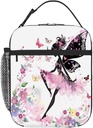Kids Lunch Bag Butterfly Flower Beautiful Girl Insulated Lunch Bags for Boys Girls Back to School, Reusable Thermal Cooler Lunch Box Tote Bag for Pinnic Travel Hiking