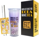 Reusable Boba Tea Cup (24 oz) with Stainless Steel Straw | Insulated Bubble Tea Kit & Personalized Gift for Enthusiasts