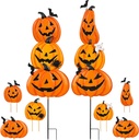 2 Pack Halloween Garden Stakes - Stacked Metal Pumpkins Jack-o-Lantern Lawn Decor, Scary Metal Yard Signs Stake Outdoor Decorative Pumpkin Home Lawn Pathway Decor