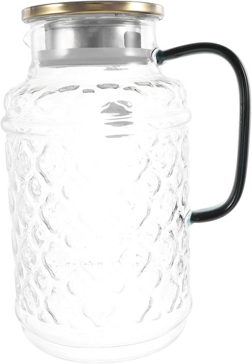 [BRSREFL7BABBYEIV] Large Glass Pitcher with Lid Thickened Cold Water Kettle for Fridge for Iced Tea and Beverages