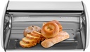 Large Stainless Steel Bread Box - 17.1" Capacity Ventilated Bread Bin for Kitchen Countertop, Modern Metal Storage Container for Home & Commercial Use
