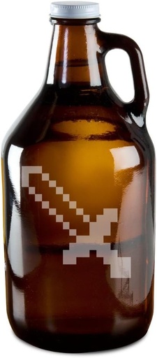 [BRSWIAIRPN6W2CDA] 8 Bit Sword Video Game Style Hand-Made Etched Glass Beer Growler 64 oz